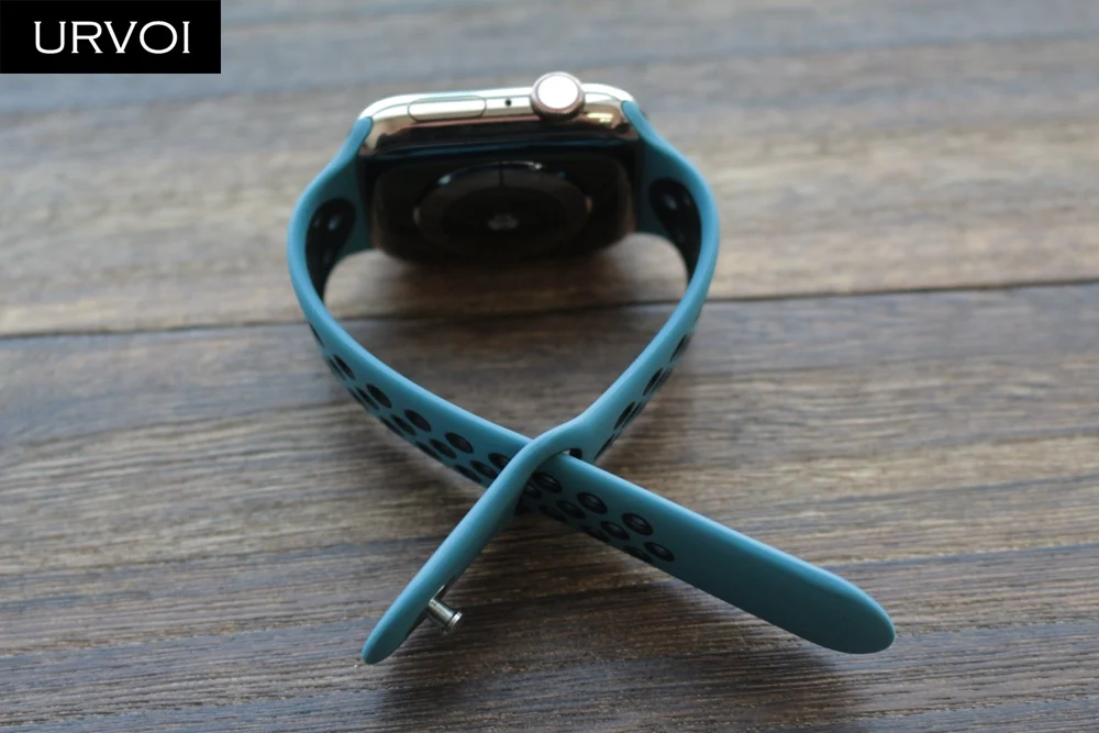 URVOI, спортивный ремешок для Apple Watch, Nike+ series 54 321, силиконовый ремешок для iwatch, дышащий, весна, новые цвета, 38, 40, 42, 44 мм