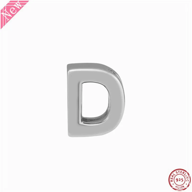 

NEW Letter D Charm Beads for Women Jewelry Making Embossed with Hearts & Dots DIY Fit PANDORA Charms Silver 925 Original LE017-D