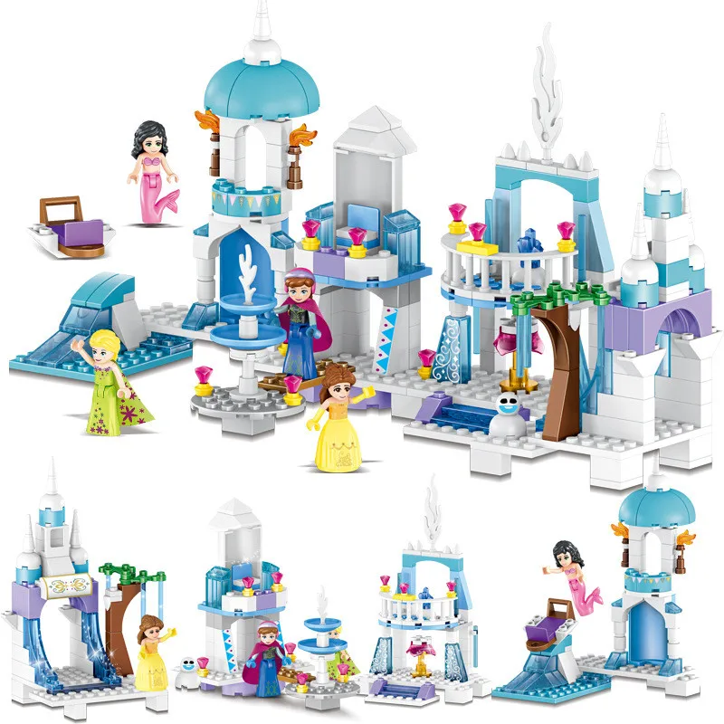 4IN1 City Princess Castle Mermaid Compatible LegoINGLY Friends House Figures Model Building Blocks Sets Creator Toys for Girls