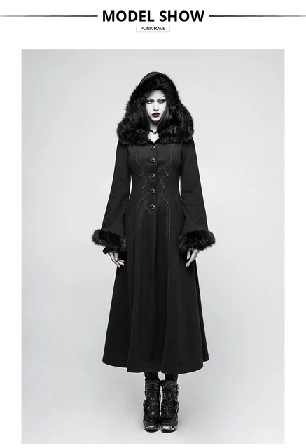 Gothic Woolen Cardigan Hooded Long Sleeve Coat - Thin