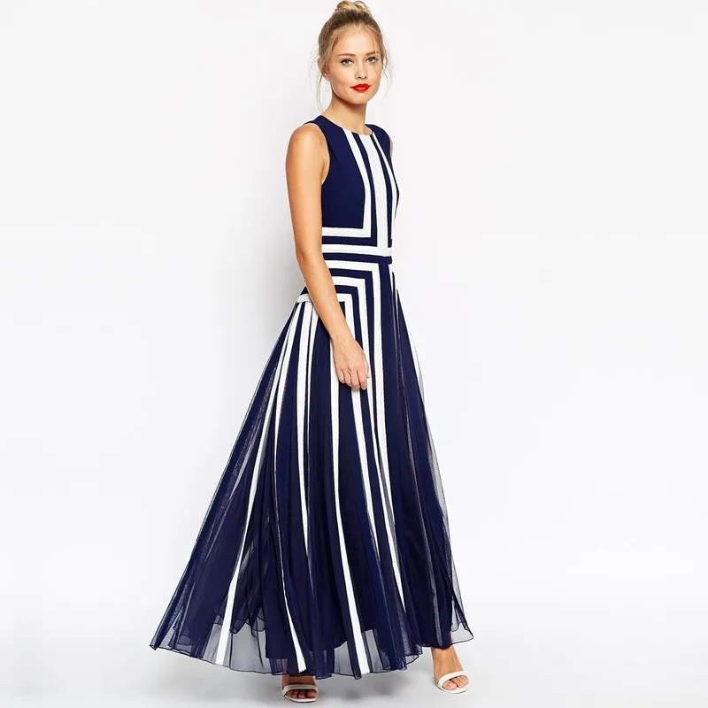 New-Plus-Size-4xl-Dresses-2016-Fashion-Women-Striped-Summer-Dress-Sexy-Sleeveless-Mesh-Patchwork-Chiffon