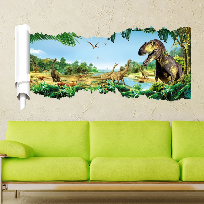 Home Decor 3D стикер динозавров Съемный милый наклейка на стену дети удивительные животные мультфильм Home Decor Настенная