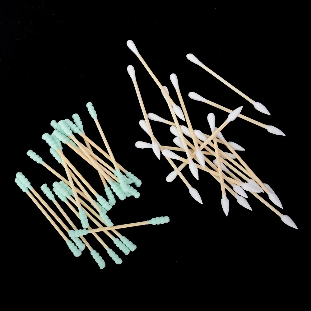 100pcs/ Pack Double Head Cotton Swab Women Makeup Cotton Buds Tip For Medical Wood Sticks Nose Ears Cleaning Tools