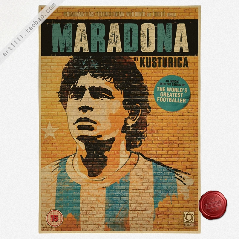 Винтажный постер Maradona в виде футбольного мяча украшение для дома детальный