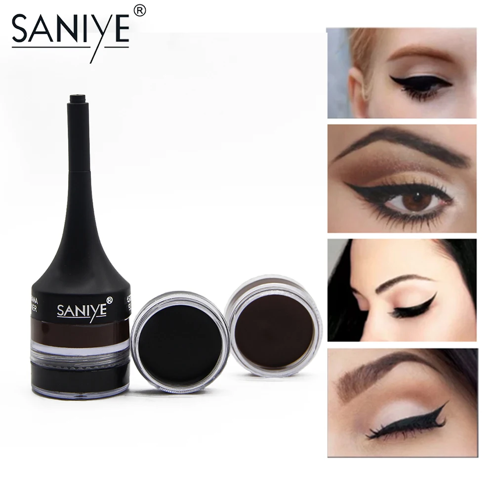 

SANIYE 2 in 1 Brown Black Waterproof Eyeliner Gel With Brush Professional Eyes Makeup Quick Dry Delineador de ojos M208