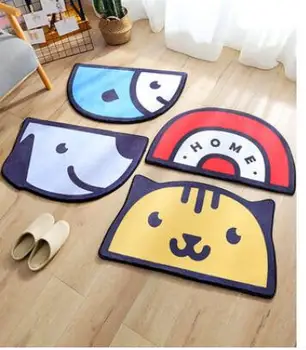 

semicircular shaped cat/dog pattern foot pad bathroom door mat rug absorbent pad door carpet anti slip