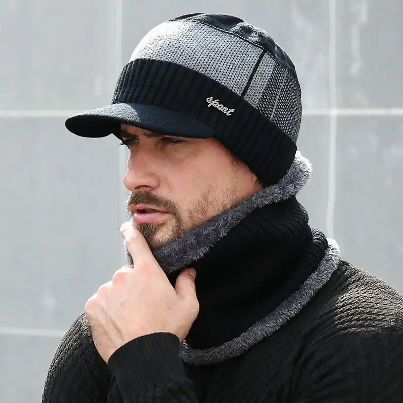 2020 Winter Hats For Men Skullies Beanie Hat Winter Cap Men Women Wool Scarf Caps Set Balaclava Mask Gorras Bonnet Knitted Hat