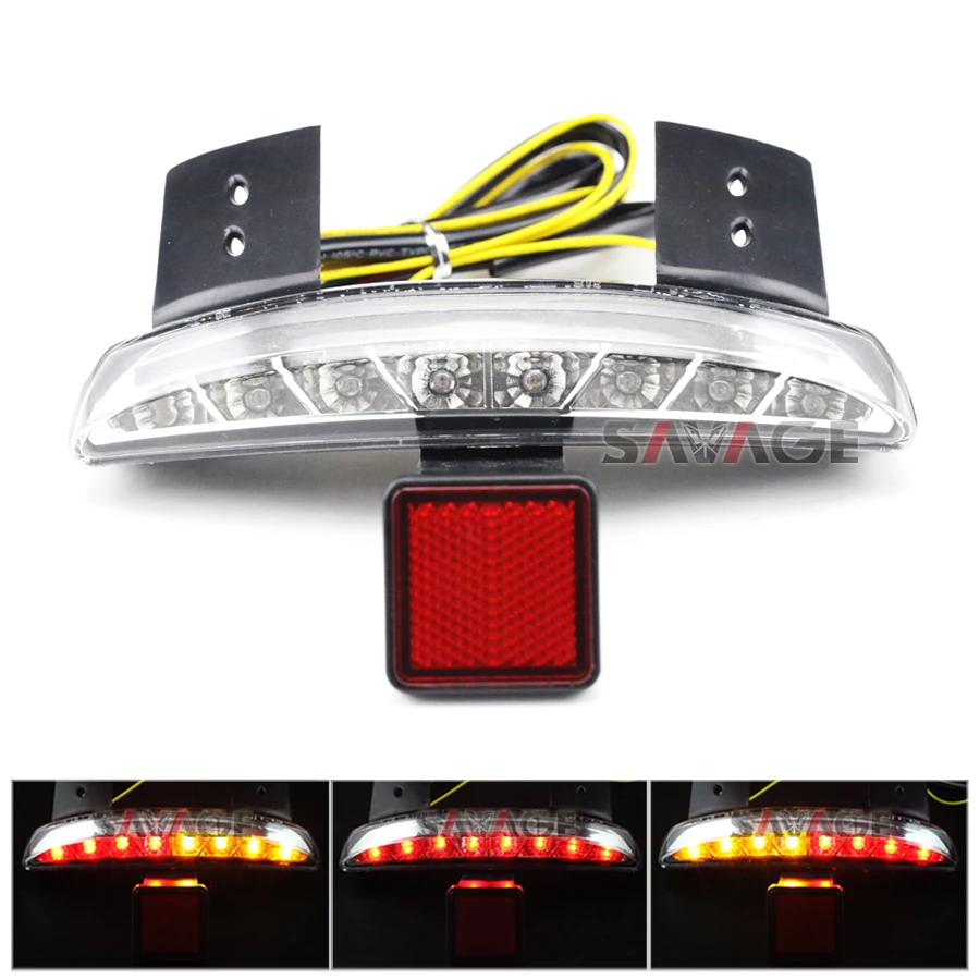 For Harley XL1200V Seventy Two 12-15/ XL1200X Forty-Eight 10-15 Clear Chopped Fender Edge Integrated LED Tail Light Turn signal |