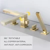 Gold brush Bathtub faucet mixer with hand shower double function bathtub faucet set deck mounted bath shower tap(chrome , black) 2
