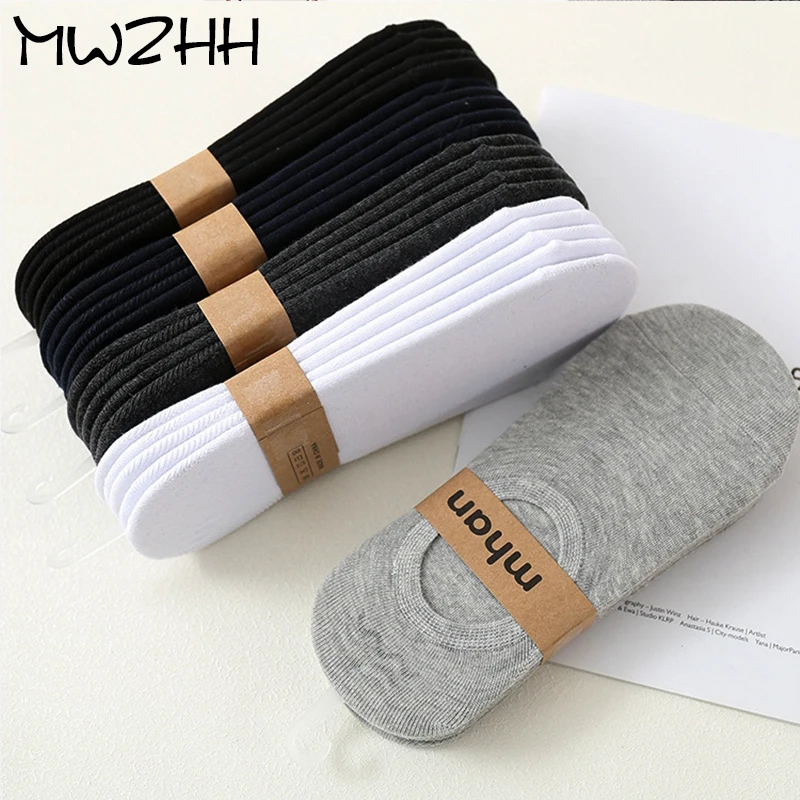 

MWZHH 2019 Selling Summer Thin Section Lnvisible Socks Men Silicone Antiskid White Cotton Socks Harajuku Breathable Sports Socks