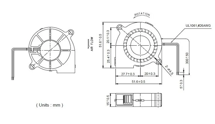 Запасные части для увлажнителя воздуха DC12V 0.06A Бесшумная пара отверстие 58 мм Толщина 15 мм части вентилятора 50*15 мм 2 отверстия для винта 58