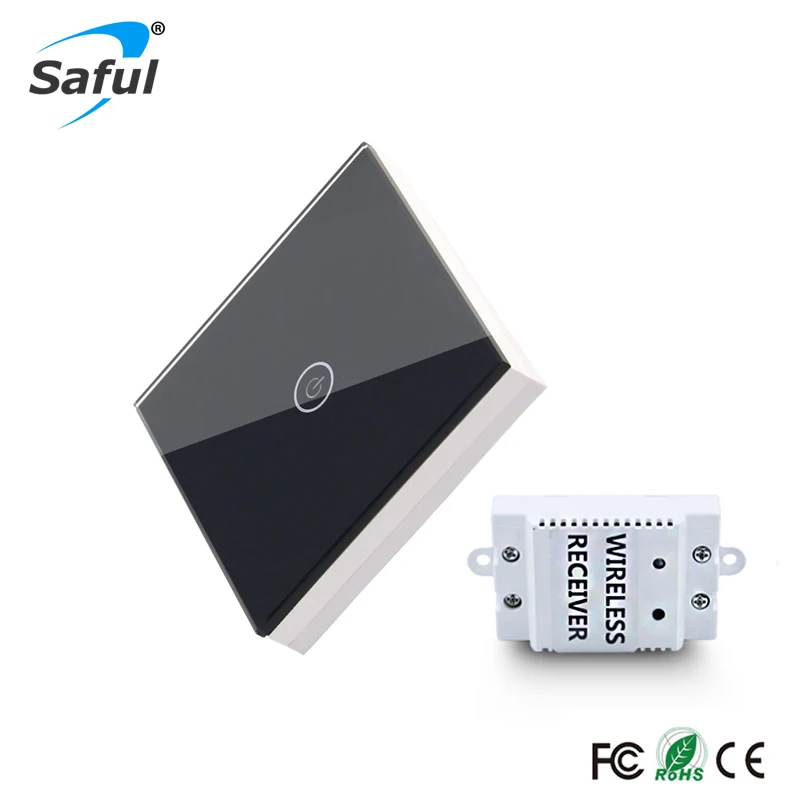 Home Luxury Crystal Glass Touch Panel Wireless Switch 1 Gang Way Remote Push Button Wall Light 12V LED indicator | Обустройство дома