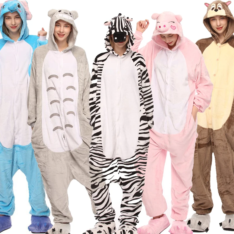 

Adults Animal Kigurumi Pajamas Sets Cosplay Women Men Winter Unisex unicornio Stitch Cartoon Unicorn Pajamas Paw shoes