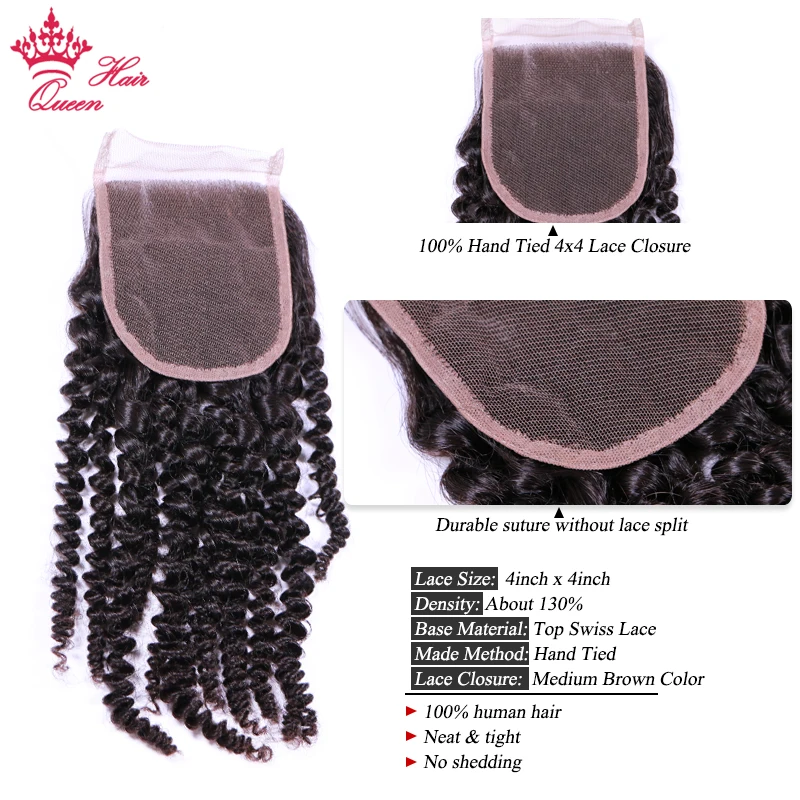 Queen Hair Extension 100% Human Hair Weave Bundles With Closure Indian 3 pcs Kinky Curly Remy Bundles With Lace Closure Queen Hair Extension 100% Human Hair Weave Bundles With Closure Indian 3 pcs Kinky Curly Remy Bundles With Lace Closure