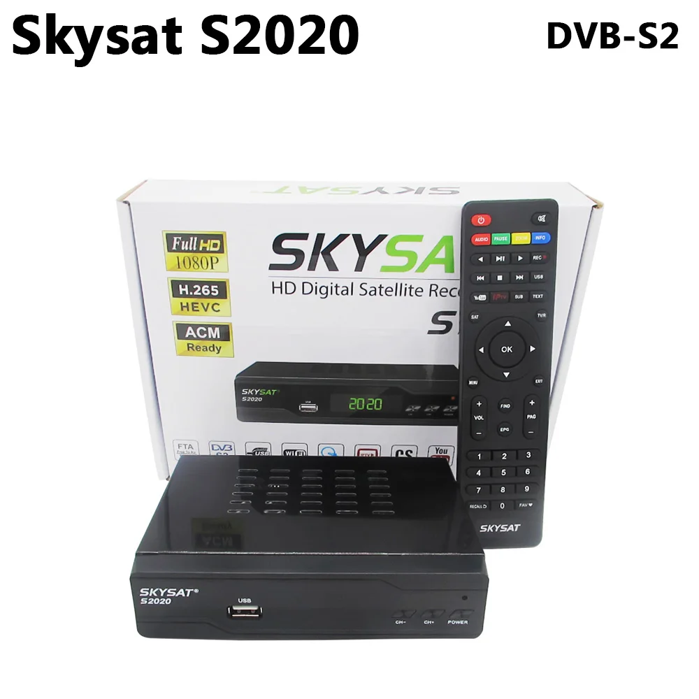 

Skysat S2020 Dual Twin Dish Tuner H.265 AVC Digital DVB-S2 Satellite Receiver ACM Support IKS SKS VCM/CCM IPTV VOD for Brazil