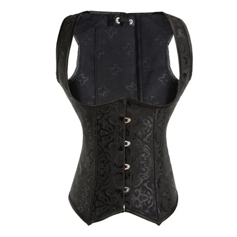 

Sexy Jacquard Underbust Corset Shapewear Spiral Steel Boned Straps Vest Corset Bustiers G-string Outwear Waist Cincher Plus Size