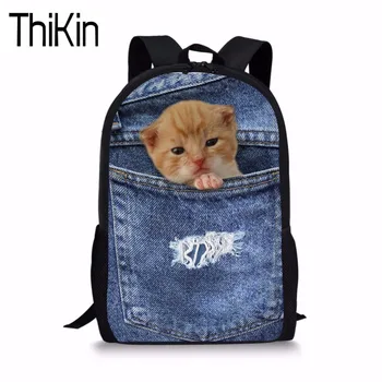 

THIKIN Children School Backpack Cute Cat 3D Print Primary School Bag Girl Bookbag Teenager Bagpack Kid Rucksack Mochila Infantil