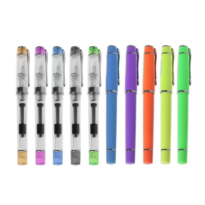

OOTDTY Transparent Maple Piston Fountain Pen Trim Clip Screw Cap Easy To Fill 0.38mm 0.5mm Canetas escolar