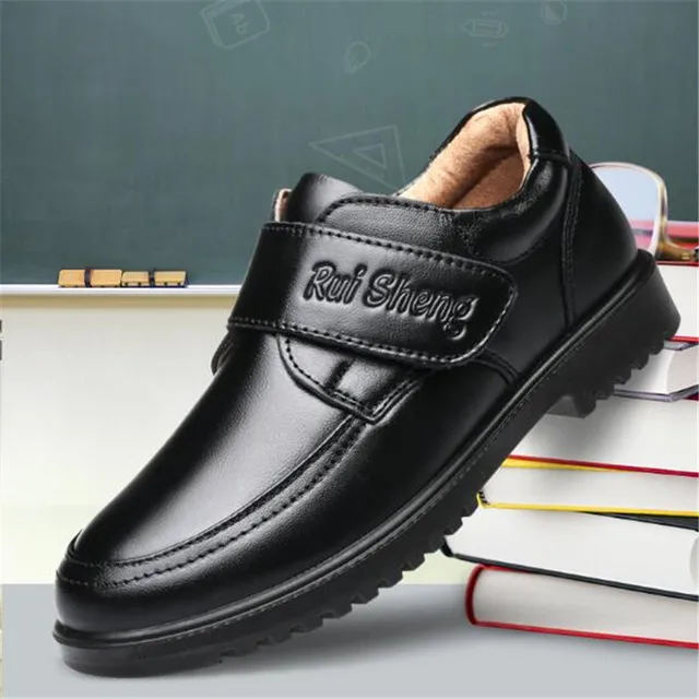New Classic Black Dress Shoes Children Genuine Leather Casual Baby