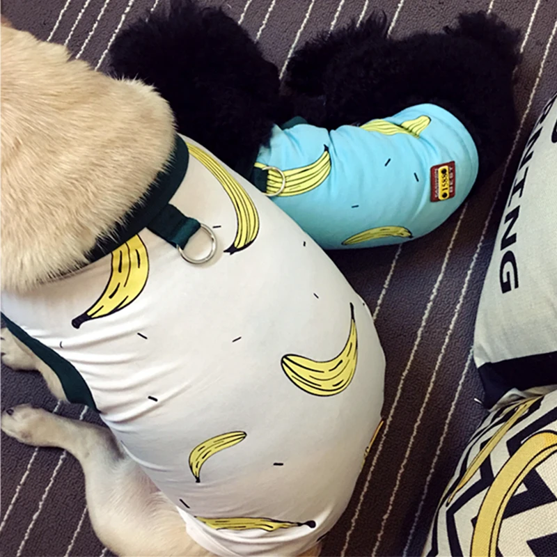 Банан с принтом французского бульдога летняя крутая жилетка шлейка для домашней собаки хлопковая одежда для маленькие собачки Чихуахуа Мопс дышащая футболка