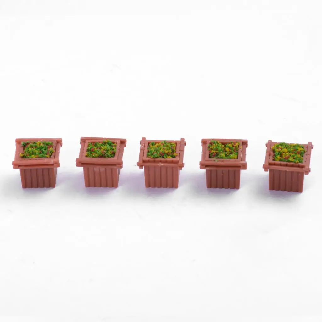 5 Pieces Plastic Square Plants Miniature Landscape for Fairy Garden  1/150 Dollhouse Decoration