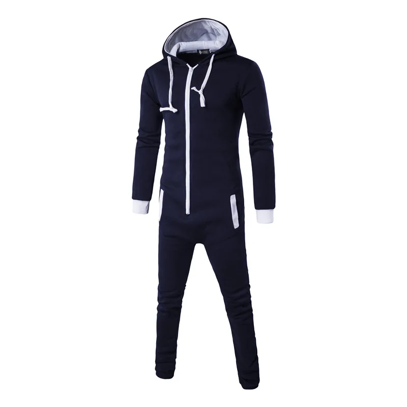 New motion piece men zipper cardigan Hoodie Black Blue Pyjamas One Piece Sleepwear Adult Onesie Women Men Costume Winter Cosplay