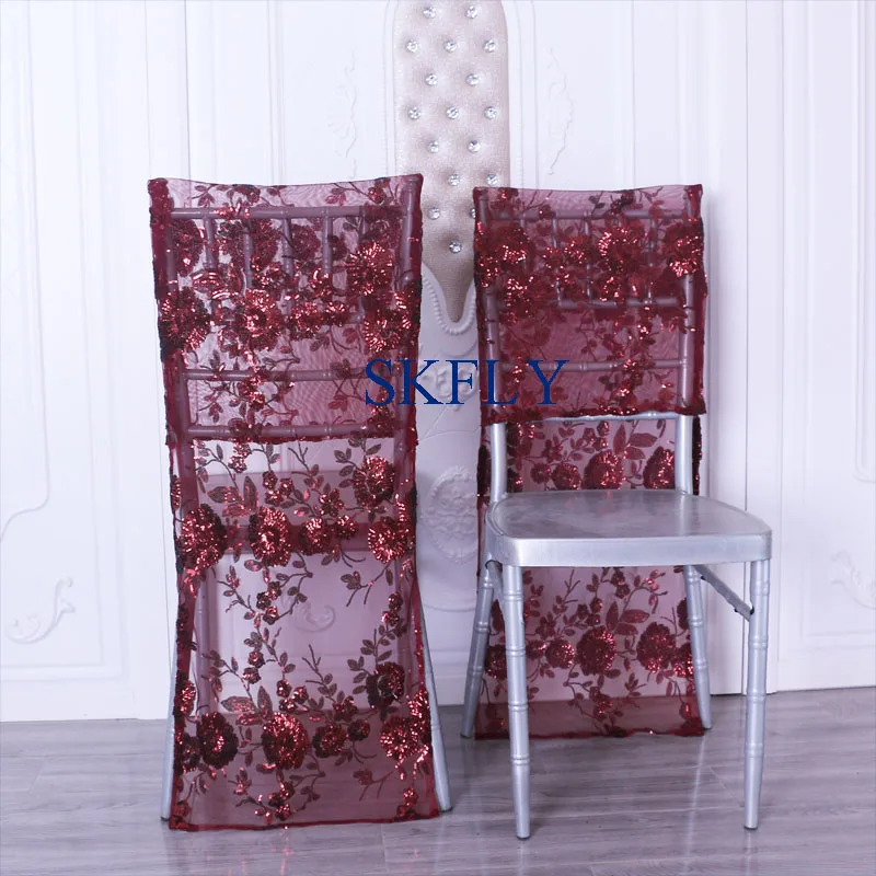 CH004MD новый шаблон хорошее Стандартный chiavari вышитый бордовый чехлы на кресла из