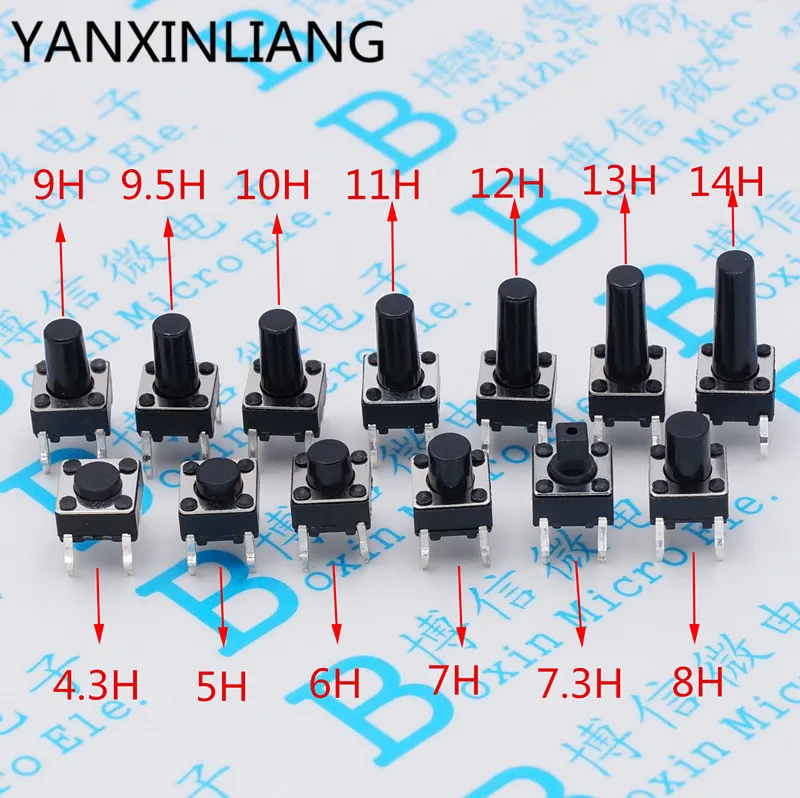 100Pcs Interruttori Tattili 6x6x4.3mm - 4 Pin SMD, Momentanei, Per Elettronica E PCB - Foto 11