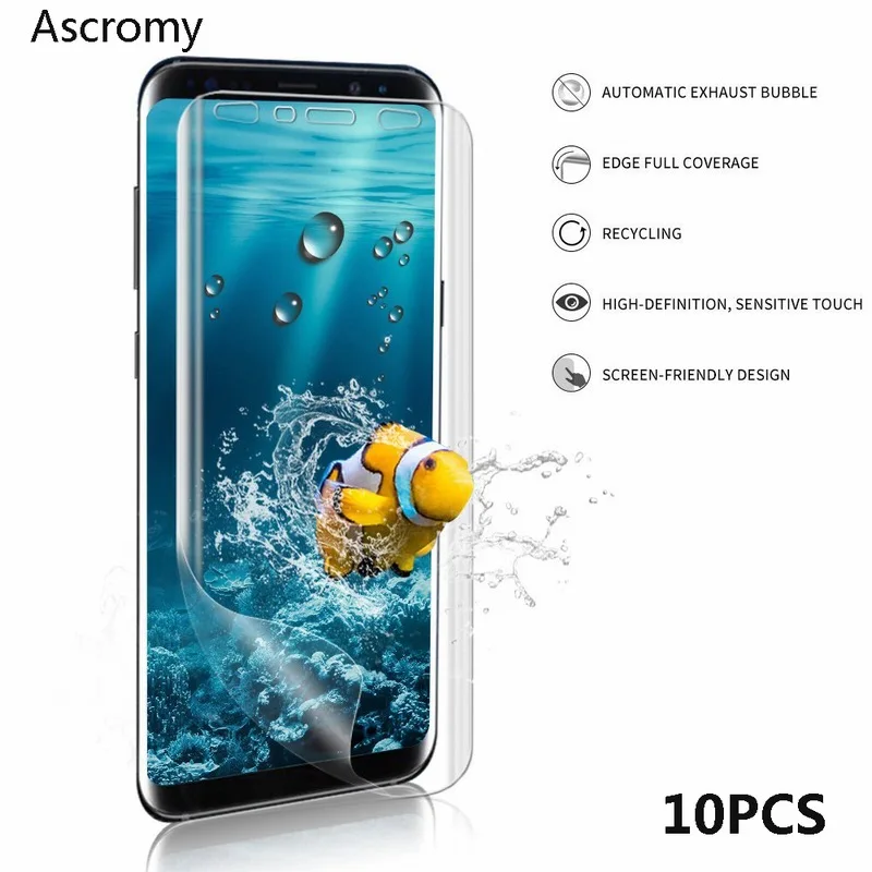 Ascromy 10 шт. полное покрытие пленка для Samsung Galaxy S8 Plus S7 edge S6 S5 S4 mini S3 защита экрана 3D