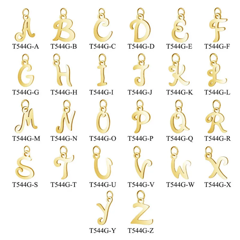 New 10pcs/Lot 26 English Alphabet Letters Pendants Gold 316L Stainless Steel Charms DIY Handmade Necklace Jewelry Making Finding | Украшения
