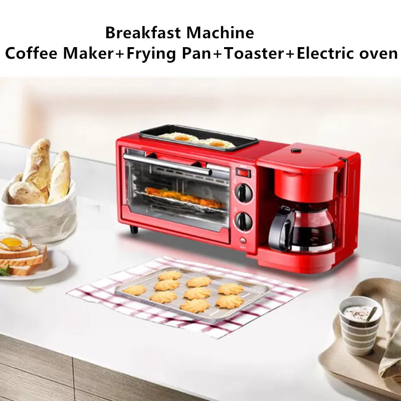 

3 in 1 Home Breakfast Machine Coffee Maker Frying Pan Bread Toaster Electric oven Bread baking machine