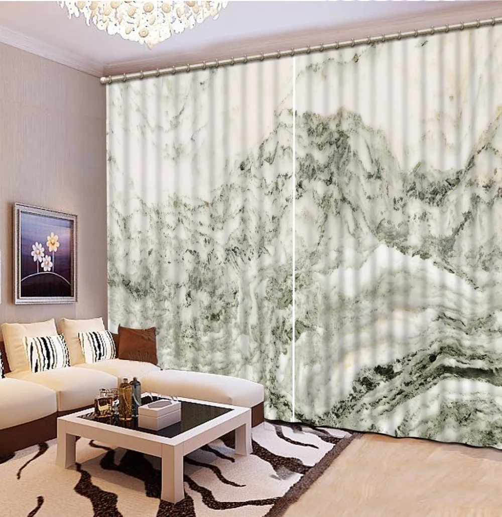 

3D Curtains Stereoscopic marble Curtains 3D Blackout Curtains Living Room Hotel Window Curtains