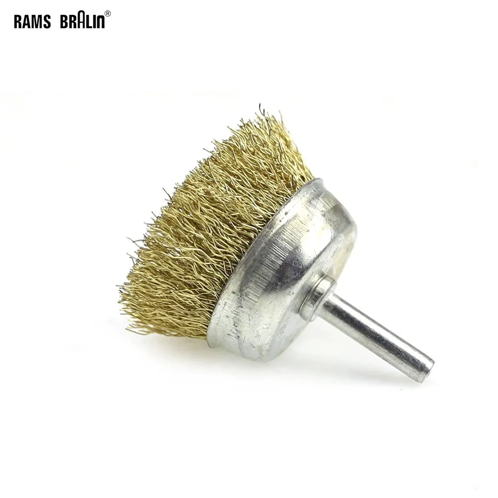 Dia. 50mm Crimped Wire Cup Brush Mounted Coppered Steel Wire Drill