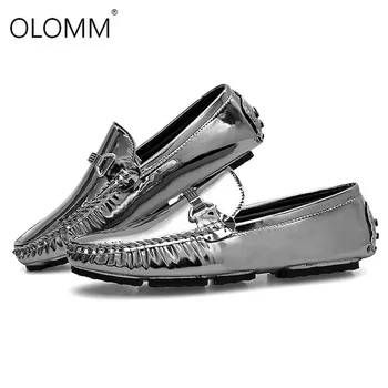 

Classic Comfortable Men Casual Shoes Silver Black Loafers Men Shoes Quality Men Flats Hot Sale Moccasins Shoes Plus Size 38-47