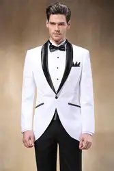Белая Куртка Черный Пик нагрудные Для мужчин Народной Жених Нарядные Костюмы для свадьбы тонкий Best Для мужчин фрак Бизнес Пром