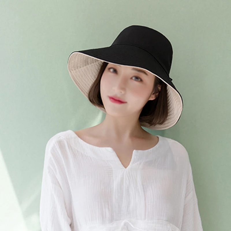 

Leisure Cotton Comfortable Double-side Hat Sunshade Sunscreen Bow Women Men Fisherman Hat