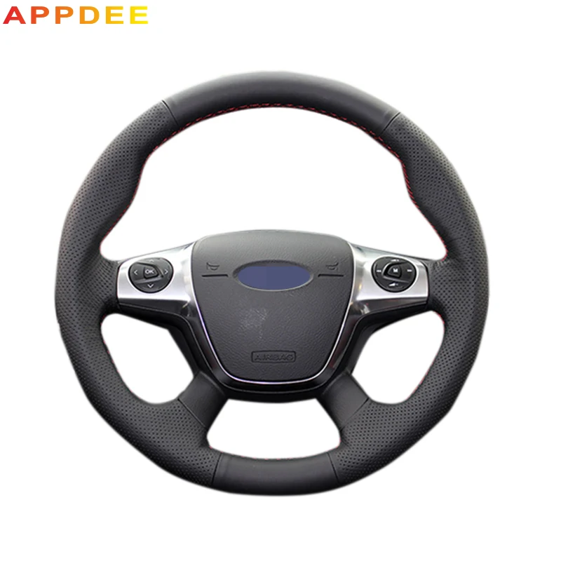 

APPDEE Black Artificial Leather Car Steering Wheel Cover for Ford Focus 3 2012-2014 KUGA Escape 2013-2016 C-MAX 2011-2014