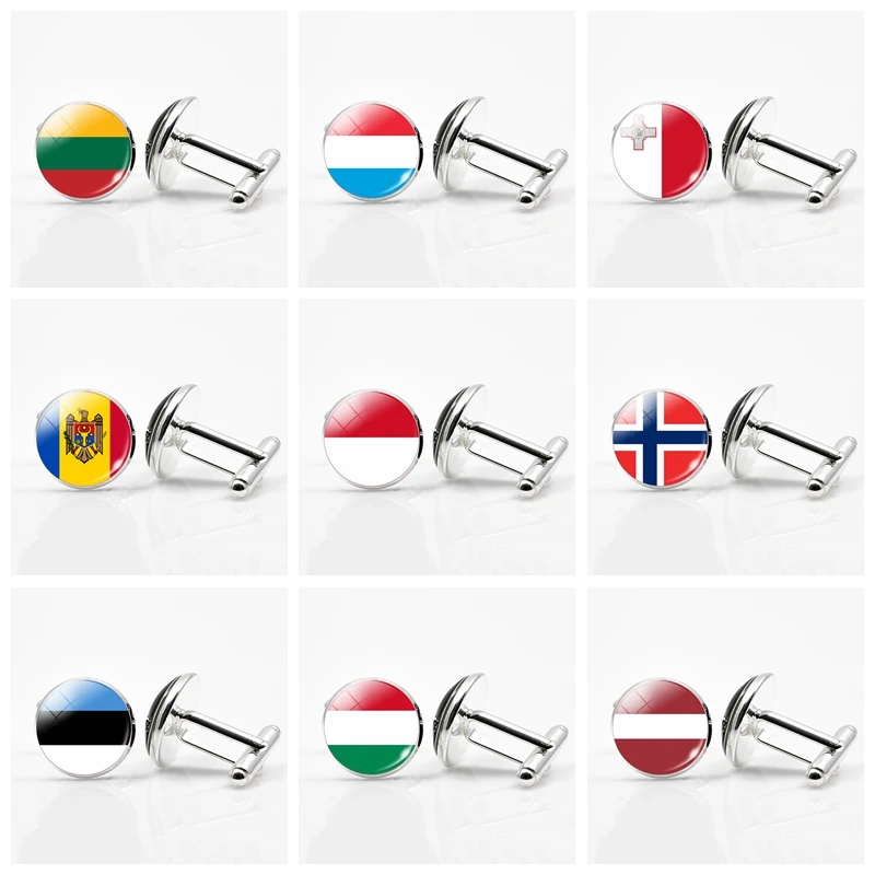 Европейские запонки с изображением флага, Литвы, Тайваня, Мальты, венгерского, латвийского, норвежского, пользовательского национального флага, мужские запонки, ювелирные изделия