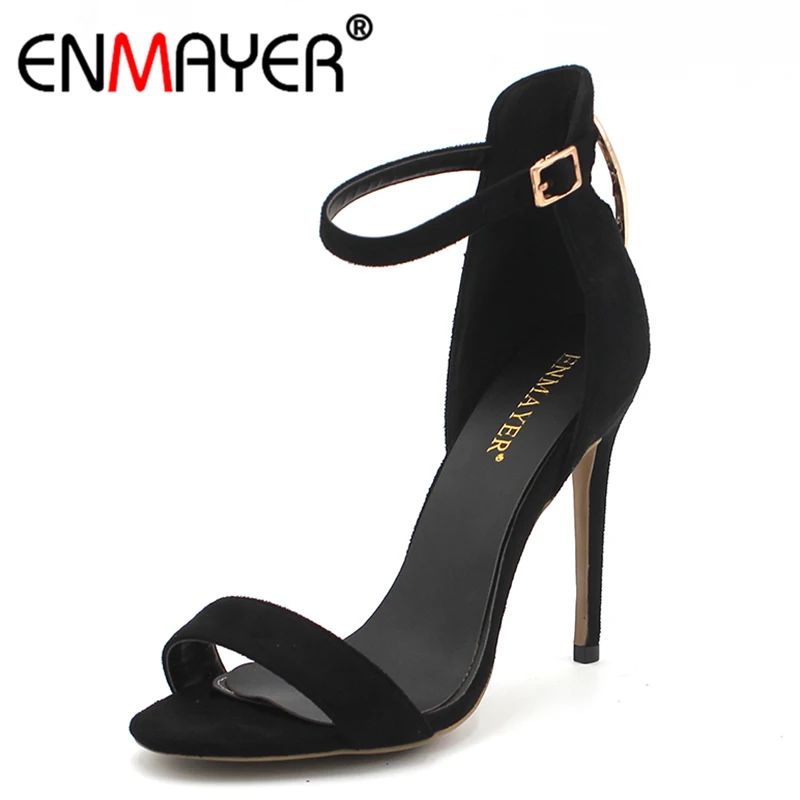 

ENMAYER Summer Women Sandals Buckle Strap Stiletto Extreme High Heels Open Toe Cover Heel Banquet Shoes Women Plus Size 46