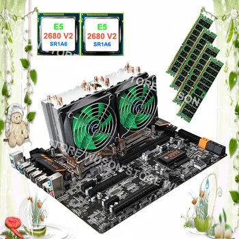 شراءكمبيوتر مخصص HUANAN ZHI ثنائي وحدة المعالجة المركزية X79 اللوحة الأم مع وحدة المعالجة المركزية المزدوجة إنتل Xeon E5 2680 V2 SR1A6 مع مبردات RAM 32G REG ECC