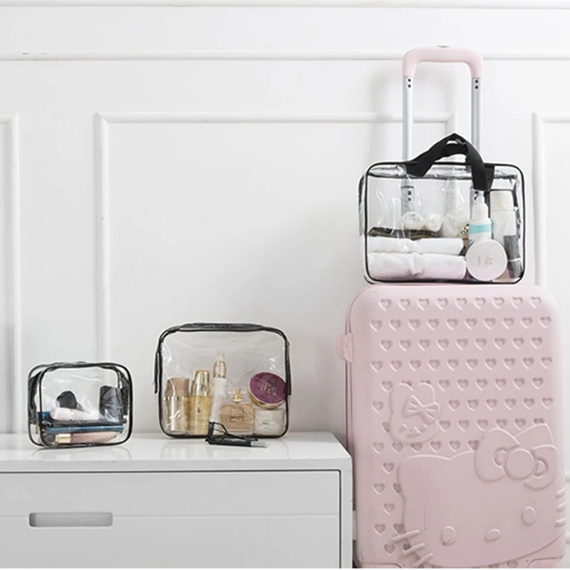 شفافة واضحة السفر التجميل أكياس PVC الجلود سستة حقائب مكياج المنظم الجمال حالة حقيبة مستحضرات تجميل حمام غسل حافظة للمكياج