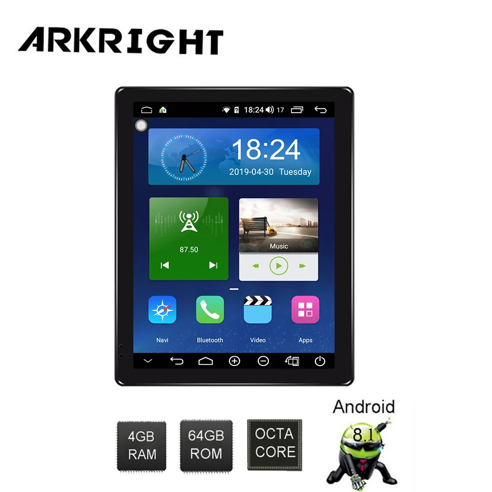 ARKRIGHT 9,7 ''2Din 4+ 64 ГБ Android 8,1 автомобильный Радио Аудио стерео Встроенный 4G gps/Автомобильный мультимедийный плеер двунаправленное крепление
