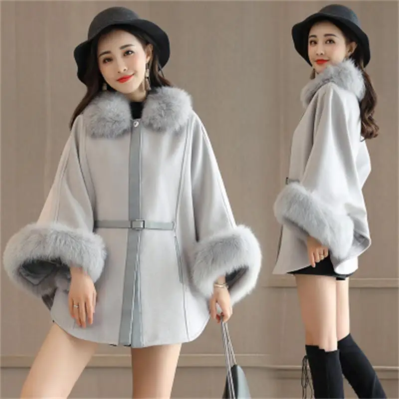 

Cloak woolen coat female long section Korean version was thin autumn and winter coat 2018 new winter woolen coat fashion Ms