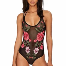 2017 European Style Women Bodysuit Sexy Full LaceTtransparent Ultra Thin Overalls Girls Deep V Women s