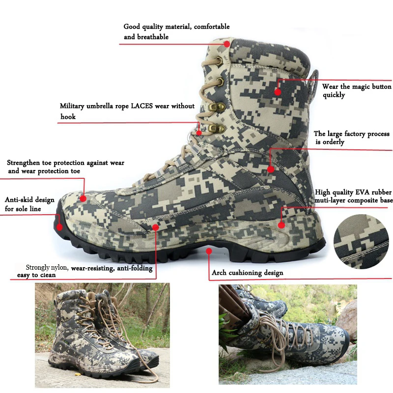 CUNGE Outdoor Tactical Sport Men's Shoes Waterproof Hiking Shoes Male Outdoor Winter Hunting Boots Mountain Shoes Men Army Boot