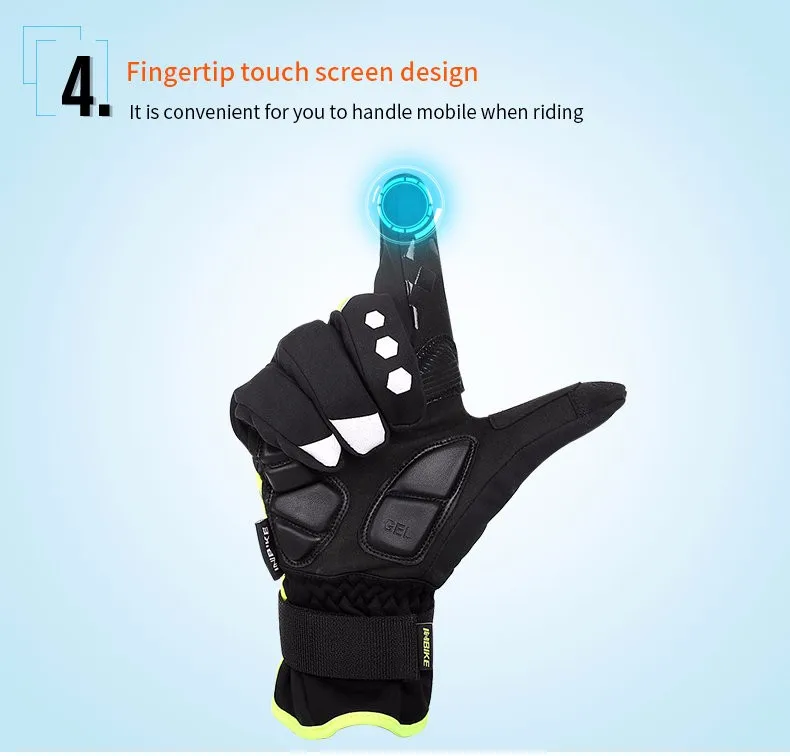INBIKE 2018 Winter Cycling Gloves Gel Padded Thermal Full Finger Bike Bicycle Gloves Touch Screen Windproof Men's Gloves GW969R