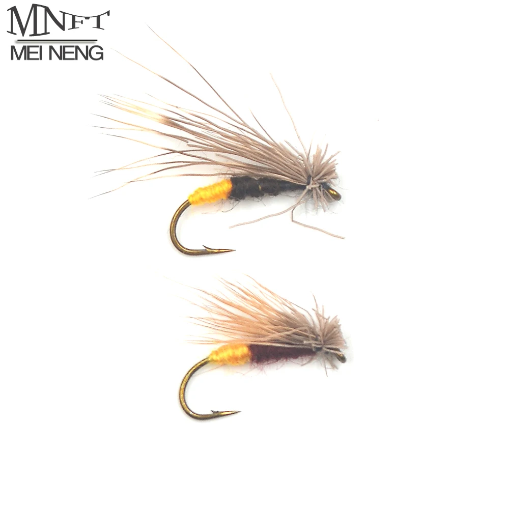 

MNFT 10PCS Yellow Belly Caddis Brown Dry Lure Trout Nymph Fly Fishing Hook #10 Artificial Brown Fly Flies Bait Lures