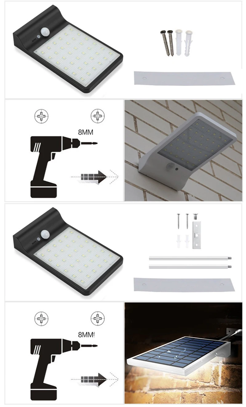 36 LED Solar Motion Sensor Light Bright 36LED Outdoor LED Solar Lamp Waterproof PIR Wall Street Solar Lighting Power