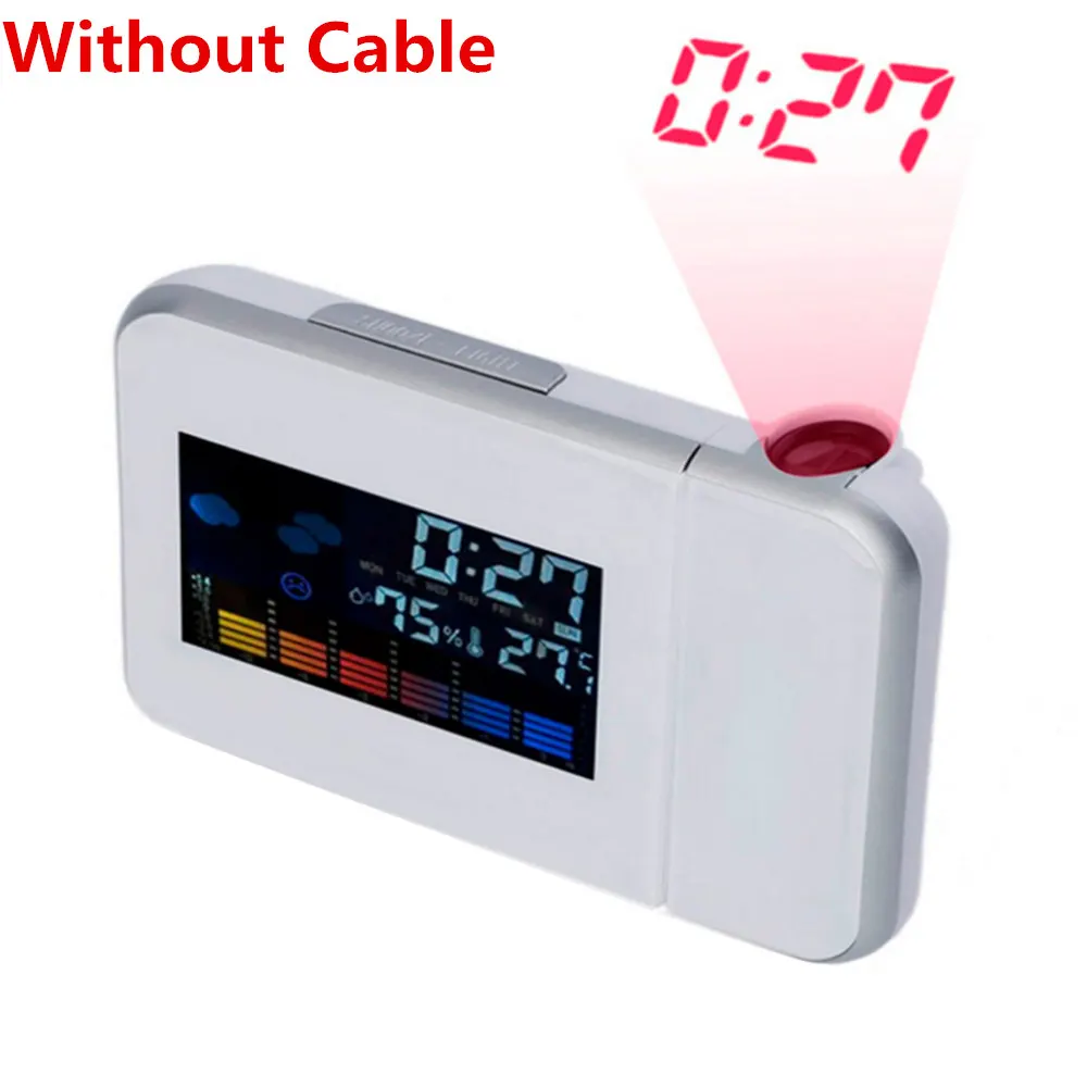 

2 Colors Backlight Projection LED Display Time Digital Date Alarm Clock Prompt Thermometer Snooze Function Desk Home Decor
