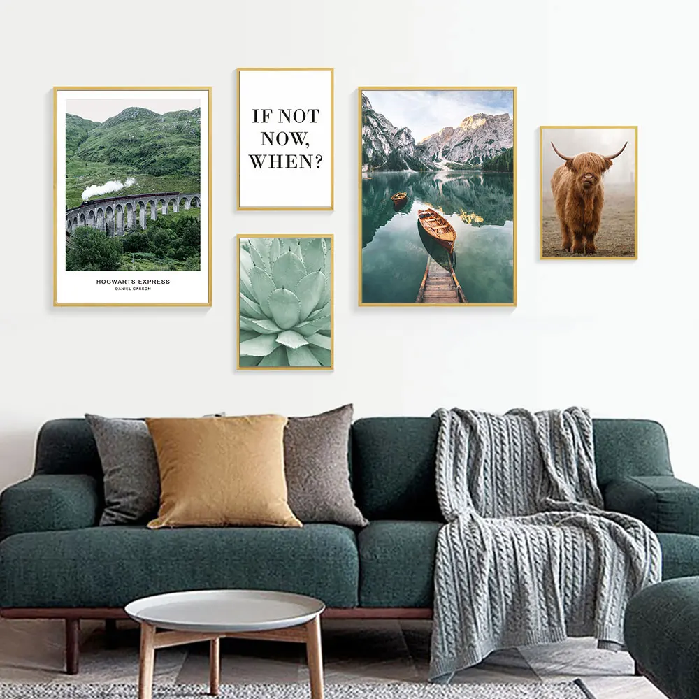 

Nordic Forest Poster Succulent Painting Canvas Mountain Art Quadro Boat Posters Wall Art Landscape Poster Living Room Unframed